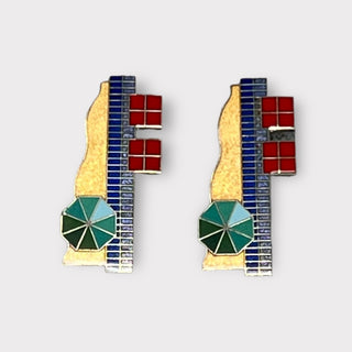 César Pelli Memphis Enamel Earrings at Fonfrege.com