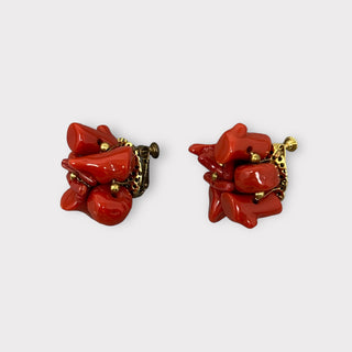 Les Bernard Faux Coral Cluster Earrings at Fonfrege.com