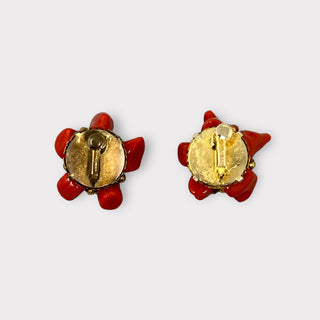 Les Bernard Faux Coral Cluster Earrings at Fonfrege.com
