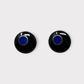 Full Moon Onyx and Lapis Earrings at Fonfrege.com