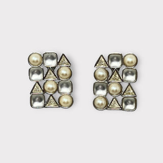 YSL Geometric Pearl and Rhinestone Earrings at Fonfrege.com