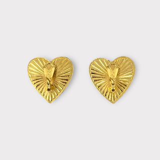 YSL Poured-Glass and Rhinestone Heart Earrings at Fonfrege.com