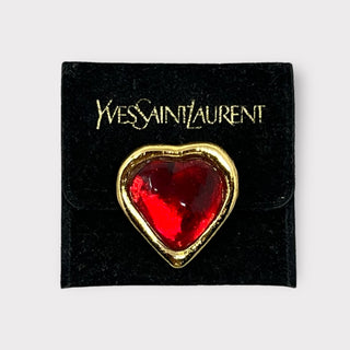 YSL Poured Glass Heart Brooch at Fonfrege.com