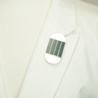 Malachite and Onyx Brooch