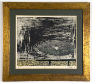 “New Bird,” artist unknown. 1960  Artist: signed, but illegible Date: circa 1960 Medium: etching, signed and numbered 4/20 Dimensions: approx. 18”x16” (print) 26”x24” (in frame) Format: Framed and matted. Can be removed from frame upon request. Available at fonfrege.com