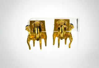 Gilded Bergère Chairs Earrings. An important pair of French “bergère” chairs is from Karl Lagerfeld’s 1985 “Ballet de Monte Carlo” collection.  Available at Fonfrege.com