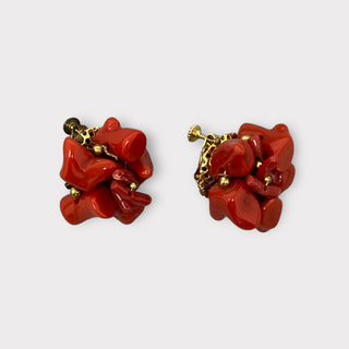 Les Bernard Faux Coral Cluster Earrings at Fonfrege.com
