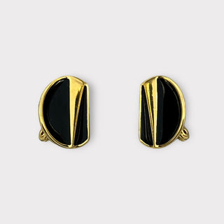 Monet gold and black enamel earrings at Fonfrege.com