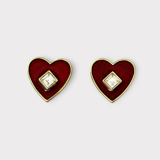 YSL Poured-Glass and Rhinestone Heart Earrings at Fonfrege.com