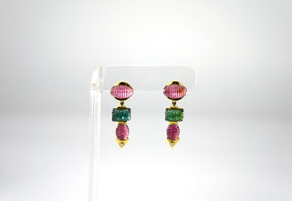 Pink and Green Tourmaline Earrings